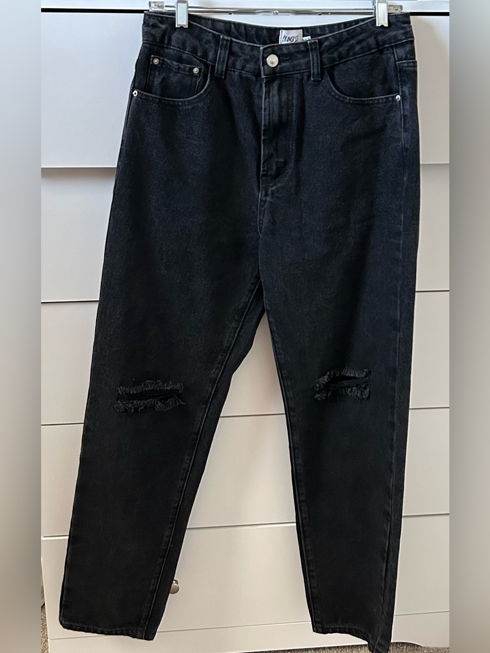 Princess Polly Black Slim Straight Distressed Women’s Jeans